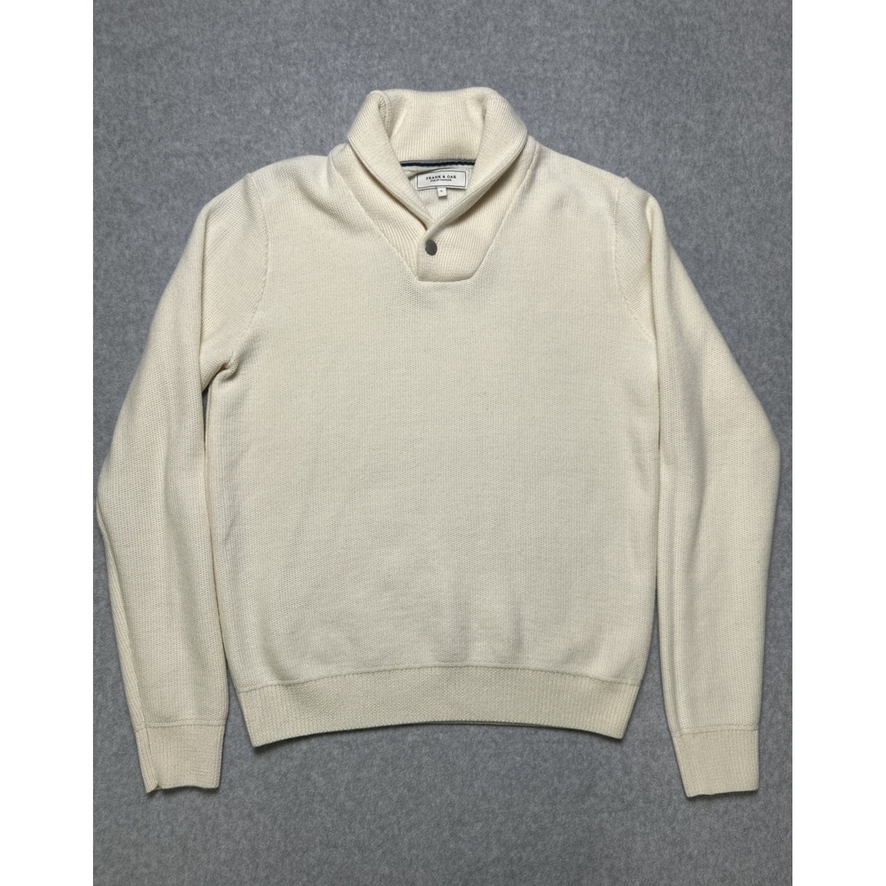 Frank And Oak Wool Blend Shawl‎ Neck Sweater MENS Large Off White/Cream